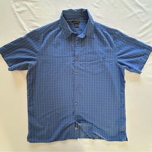 Marmot Shirt Mens XL Blue Check Short Sleeve Button Up Outdoor Lightweight